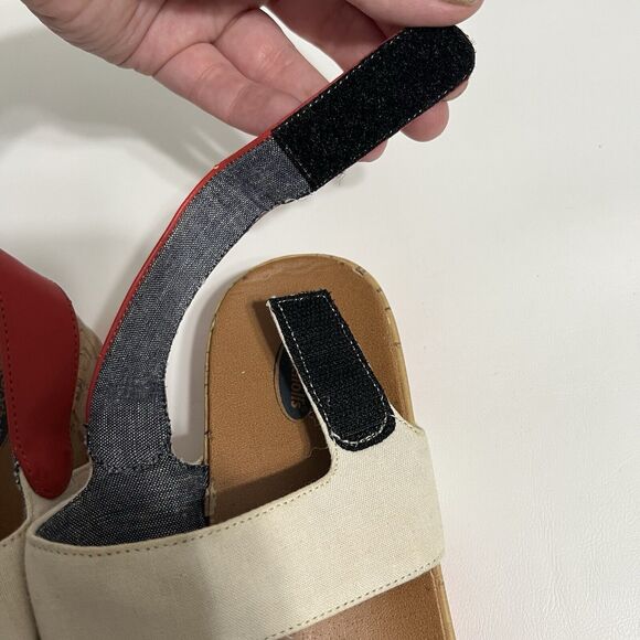 DR. SCHOLLS Sandals Beige Tan Strappy Platform Hook & Loop Sample Women's Sz 8 - Picture 7 of 7